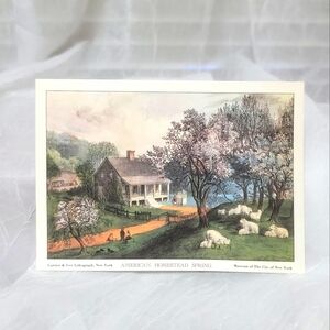 Set of 4 Currier & Ives Lithographs Vintage American Homestead 4 Seasons 1855